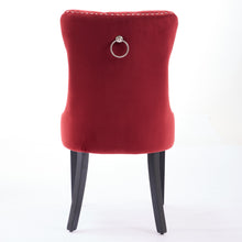 Load image into Gallery viewer, Classic Velvet Dining Chairs, High-end Tufted Solid Wood Contemporary Velvet Upholstered Dining Chair With Wood Legs Nailhead, SET OF 2,Burgundy, Wine Red,SW2001WR