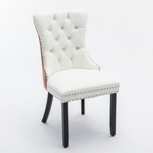 Load image into Gallery viewer, A&A Furniture,Nikki Collection Modern, High-end Tufted Solid Wood Contemporary PU And Velvet Upholstered Dining Chair With Wood Legs Nailhead Trim 2-Pcs Set, White PU Pink Velvet, SW2101WK