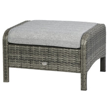 Load image into Gallery viewer, 5 Pieces Rattan Wicker Lounge Chair Outdoor Patio Conversation Set with 2 Cushioned Chairs, 2 Ottomans and Tempered Glass Top Coffee Table, Gray/Light Gray