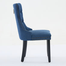 Load image into Gallery viewer, Nikki Modern, High-end Tufted Solid Wood Contemporary Flax Upholstered Linen Dining Chair With Wood Legs Nailhead Trim 2-Pcs Set,Blue Linen, SW6801BL