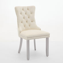 Load image into Gallery viewer, A&A Furniture, Nikki Modern, High-end Tufted Solid Wood Contemporary Velvet Upholstered Dining Chair With Wood Legs Nailhead Trim 2-Pcs Set, Milky White