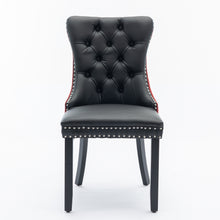Load image into Gallery viewer, Furniture, Nikki Collection Modern, High-end Tufted Solid Wood Contemporary PU And Velvet Upholstered Dining Chair With Wood Legs Nailhead Trim 2-Pcs Set, Black WineRed, Burgundy,SW2101BW