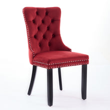 Load image into Gallery viewer, Classic Velvet Dining Chairs, High-end Tufted Solid Wood Contemporary Velvet Upholstered Dining Chair With Wood Legs Nailhead, SET OF 2,Burgundy, Wine Red,SW2001WR
