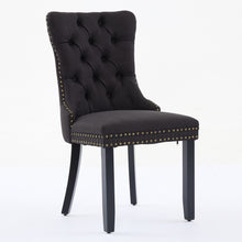 Load image into Gallery viewer, Nikki Collection Modern, High-end Tufted Solid Wood Contemporary Flax Upholstered Linen Dining Chair With Wood Legs Nailhead Trim 2-Pcs Set,Black Fabric And Black Legs, SW6801BB