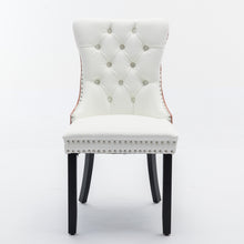 Load image into Gallery viewer, A&A Furniture,Nikki Collection Modern, High-end Tufted Solid Wood Contemporary PU And Velvet Upholstered Dining Chair With Wood Legs Nailhead Trim 2-Pcs Set, White PU Pink Velvet, SW2101WK