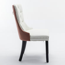 Load image into Gallery viewer, A&A Furniture,Nikki Collection Modern, High-end Tufted Solid Wood Contemporary PU And Velvet Upholstered Dining Chair With Wood Legs Nailhead Trim 2-Pcs Set, White PU Pink Velvet, SW2101WK