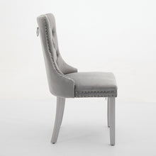 Load image into Gallery viewer, A&amp;A Furniture, Nikki Modern, High-end Tufted Solid Wood Contemporary Velvet Upholstered Dining Chair With Wood Legs Nailhead Trim 2-Pcs Set, Light Gray,

