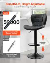 Load image into Gallery viewer, Bar Stool Set Of 2, Modern PU Leather Counter Height Stools, Swivel Kitchen Barstool With Back And Footrest, Height Adjustable Armless Bar Chair, Island Barstools For Kitchen, Dining Room, Black

