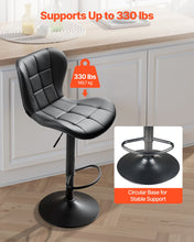 Load image into Gallery viewer, Bar Stool Set Of 2, Modern PU Leather Counter Height Stools, Swivel Kitchen Barstool With Back And Footrest, Height Adjustable Armless Bar Chair, Island Barstools For Kitchen, Dining Room, Black
