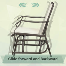 Load image into Gallery viewer, 3 Piece Outdoor Glider Chair with Coffee Table Bistro Set, 2 Patio Rocking Swing Chairs with Breathable Sling Fabric, Glass Tabletop, for Backyard, Garden and Porch, Cream White
