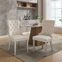 Load image into Gallery viewer, A&amp;A Furniture, Nikki  Modern, High-end Tufted Solid Wood Contemporary Velvet Upholstered Dining Chair With Wood Legs Nailhead Trim 2-Pcs Set, Milky White
