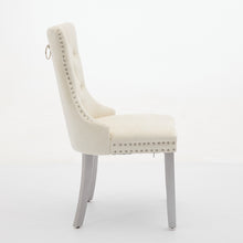 Load image into Gallery viewer, A&amp;A Furniture, Nikki  Modern, High-end Tufted Solid Wood Contemporary Velvet Upholstered Dining Chair With Wood Legs Nailhead Trim 2-Pcs Set, Milky White
