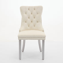 Load image into Gallery viewer, A&amp;A Furniture, Nikki  Modern, High-end Tufted Solid Wood Contemporary Velvet Upholstered Dining Chair With Wood Legs Nailhead Trim 2-Pcs Set, Milky White
