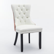 Load image into Gallery viewer, A&amp;A Furniture,Nikki Collection Modern, High-end Tufted Solid Wood Contemporary PU And Velvet Upholstered Dining Chair With Wood Legs Nailhead Trim  2-Pcs Set, White PU Pink Velvet, SW2101WK
