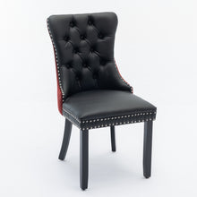 Load image into Gallery viewer, Furniture, Nikki Collection Modern, High-end Tufted Solid Wood Contemporary PU And Velvet Upholstered Dining Chair With Wood Legs Nailhead Trim  2-Pcs Set, Black WineRed, Burgundy,SW2101BW
