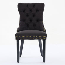 Load image into Gallery viewer, Nikki Collection Modern, High-end Tufted Solid Wood Contemporary Flax Upholstered Linen Dining Chair With Wood Legs Nailhead Trim 2-Pcs Set,Black Fabric And Black Legs, SW6801BB
