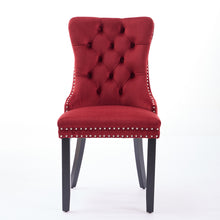Load image into Gallery viewer, Classic Velvet Dining Chairs,  High-end Tufted Solid Wood Contemporary Velvet Upholstered Dining Chair With Wood Legs Nailhead, SET OF 2,Burgundy, Wine Red,SW2001WR
