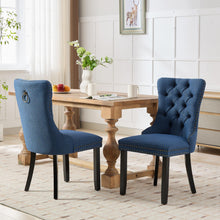 Load image into Gallery viewer, Nikki Modern, High-end Tufted Solid Wood Contemporary Flax Upholstered Linen Dining Chair With Wood Legs Nailhead Trim 2-Pcs Set,Blue Linen, SW6801BL
