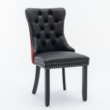 Load image into Gallery viewer, Furniture, Nikki Collection Modern, High-end Tufted Solid Wood Contemporary PU And Velvet Upholstered Dining Chair With Wood Legs Nailhead Trim  2-Pcs Set, Black WineRed, Burgundy,SW2101BW
