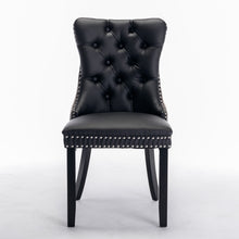 Load image into Gallery viewer, A A Furniture,Nikki Collection Modern, High End Tufted Solid Wood Contemporary PU And Velvet Upholstered Dining Chair With Wood Legs Nailhead Trim  2 Pcs  Black Gray
