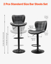 Load image into Gallery viewer, Bar Stool Set Of 2, Modern PU Leather Counter Height Stools, Swivel Kitchen Barstool With Back And Footrest, Height Adjustable Armless Bar Chair, Island Barstools For Kitchen, Dining Room, Black
