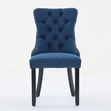 Load image into Gallery viewer, Nikki Modern, High-end Tufted Solid Wood Contemporary Flax Upholstered Linen Dining Chair With Wood Legs Nailhead Trim 2-Pcs Set,Blue Linen, SW6801BL
