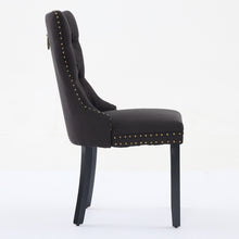 Load image into Gallery viewer, Nikki Collection Modern, High-end Tufted Solid Wood Contemporary Flax Upholstered Linen Dining Chair With Wood Legs Nailhead Trim 2-Pcs Set,Black Fabric And Black Legs, SW6801BB
