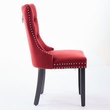Load image into Gallery viewer, Classic Velvet Dining Chairs,  High-end Tufted Solid Wood Contemporary Velvet Upholstered Dining Chair With Wood Legs Nailhead, SET OF 2,Burgundy, Wine Red,SW2001WR
