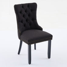 Load image into Gallery viewer, Nikki Collection Modern, High-end Tufted Solid Wood Contemporary Flax Upholstered Linen Dining Chair With Wood Legs Nailhead Trim 2-Pcs Set,Black Fabric And Black Legs, SW6801BB
