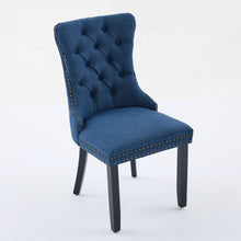 Load image into Gallery viewer, Nikki Modern, High-end Tufted Solid Wood Contemporary Flax Upholstered Linen Dining Chair With Wood Legs Nailhead Trim 2-Pcs Set,Blue Linen, SW6801BL
