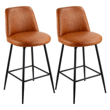 Load image into Gallery viewer, Bar Stool Set Of 2, 27 Inch Counter Height Swivel Stools, Modern PU Leather Counter Barstool With Backrest And Metal Legs, Armless Bar Chair, Island Barstool For Kitchen, Dining Room, Brown
