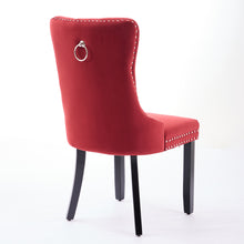 Load image into Gallery viewer, Classic Velvet Dining Chairs,  High-end Tufted Solid Wood Contemporary Velvet Upholstered Dining Chair With Wood Legs Nailhead, SET OF 2,Burgundy, Wine Red,SW2001WR
