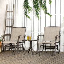 Load image into Gallery viewer, 3 Piece Outdoor Glider Chair with Coffee Table Bistro Set, 2 Patio Rocking Swing Chairs with Breathable Sling Fabric, Glass Tabletop, for Backyard, Garden and Porch, Mixed Brown
